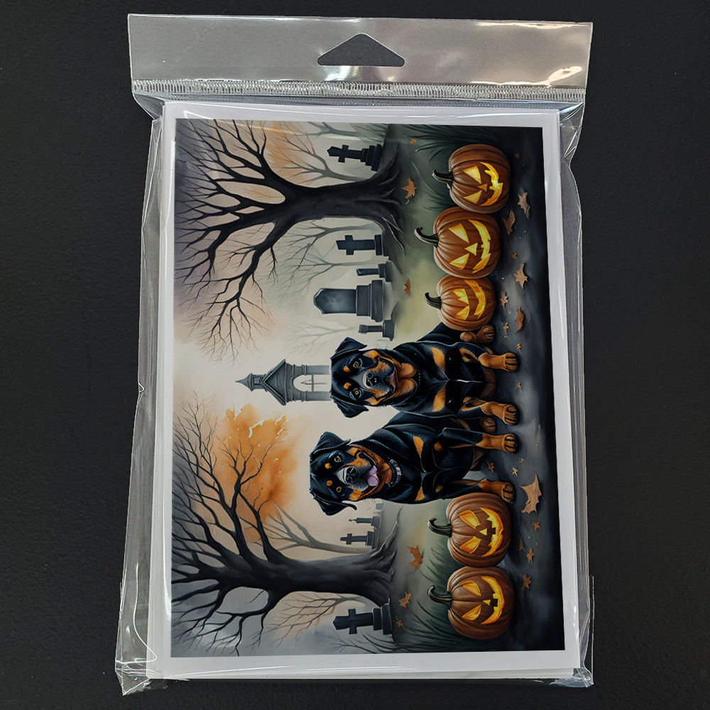 Rottweiler Spooky Halloween Greeting Cards Pack of 8