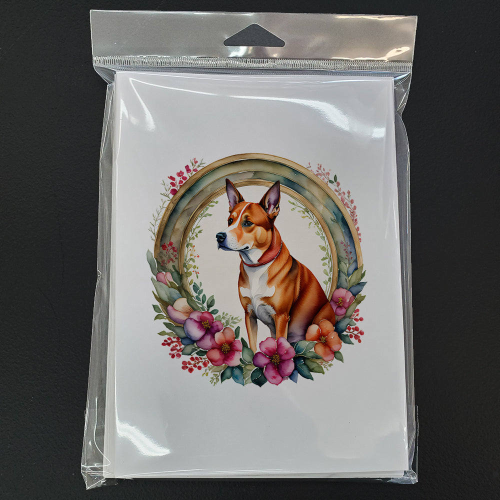 Basenji and Flowers Greeting Cards Pack of 8