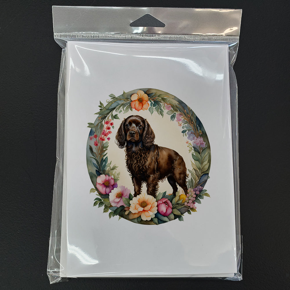 Boykin Spaniel and Flowers Greeting Cards Pack of 8