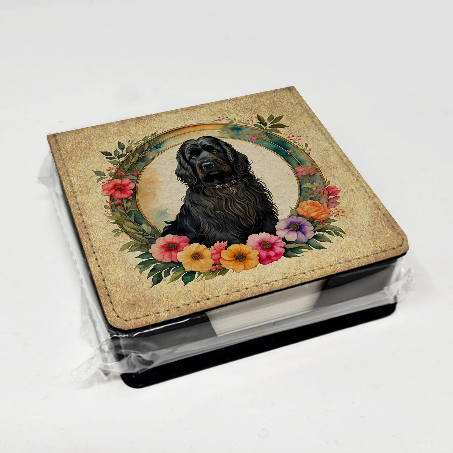 Briard and Flowers PU Leather Note Paper Holder
