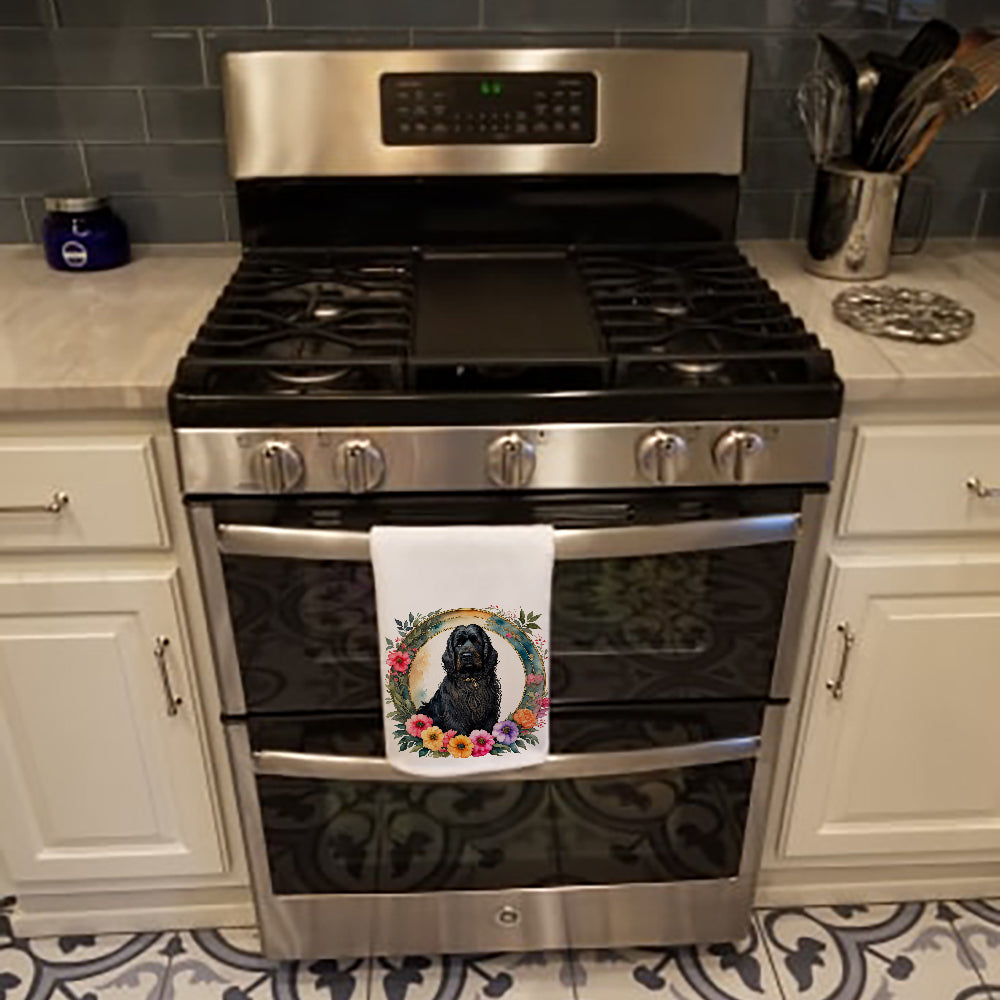 Briard and Flowers Kitchen Towel Set of 2