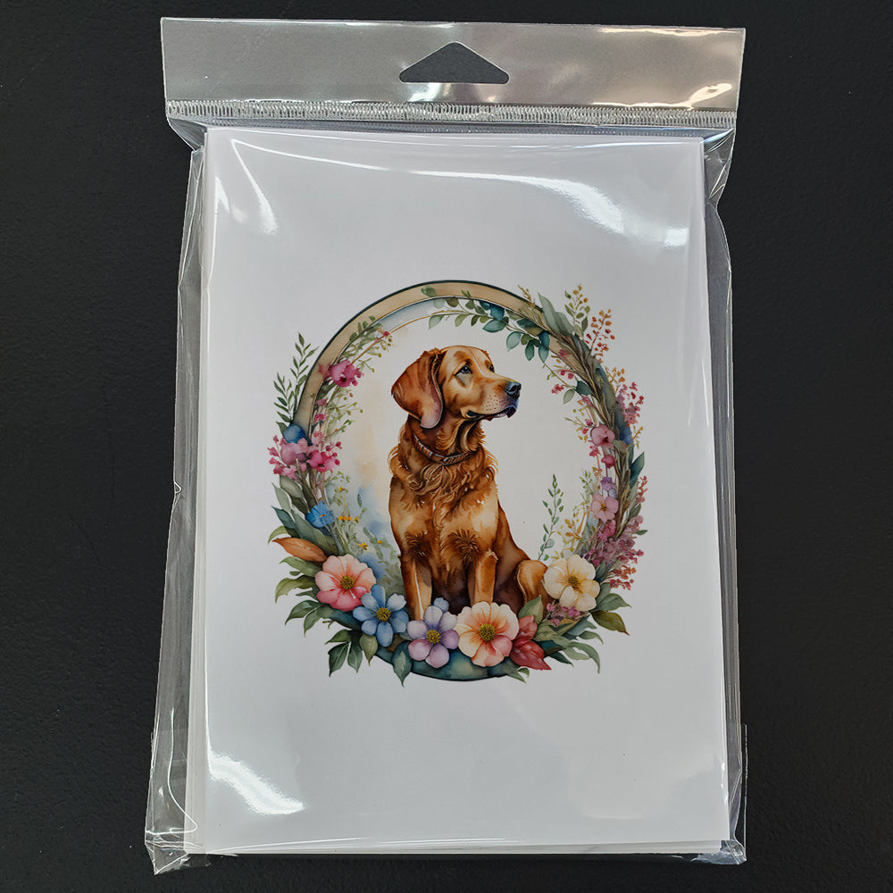 Chesapeake Bay Retriever and Flowers Greeting Cards Pack of 8