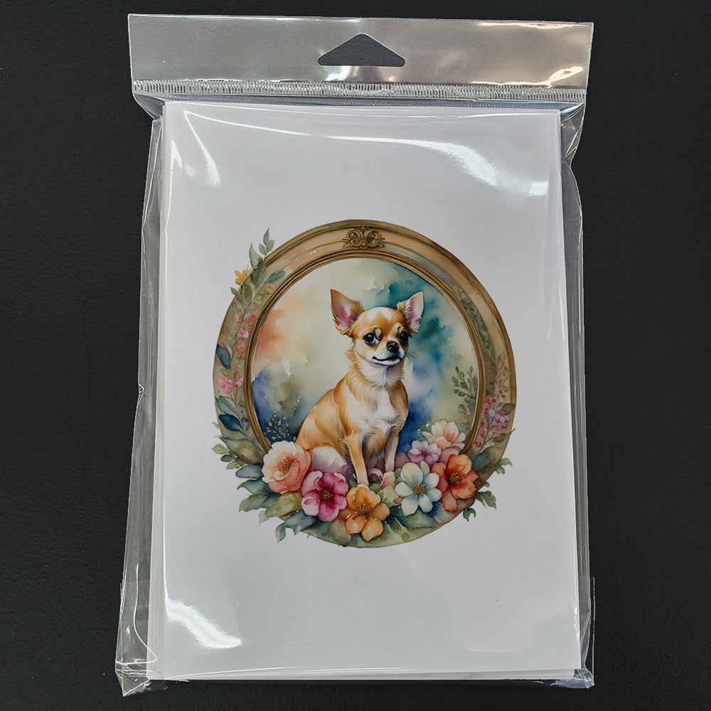 Chihuahua and Flowers Greeting Cards Pack of 8
