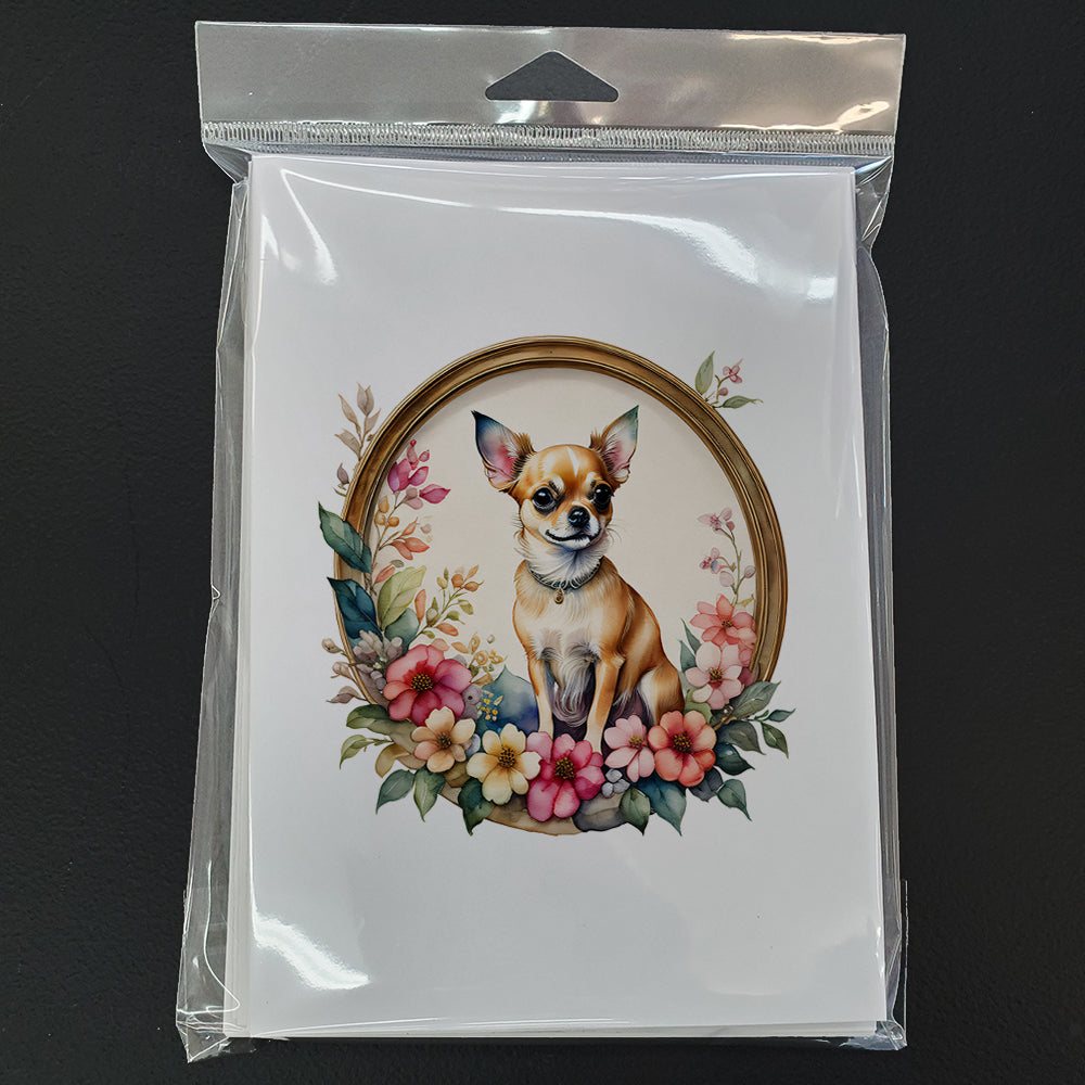 Chihuahua and Flowers Greeting Cards Pack of 8