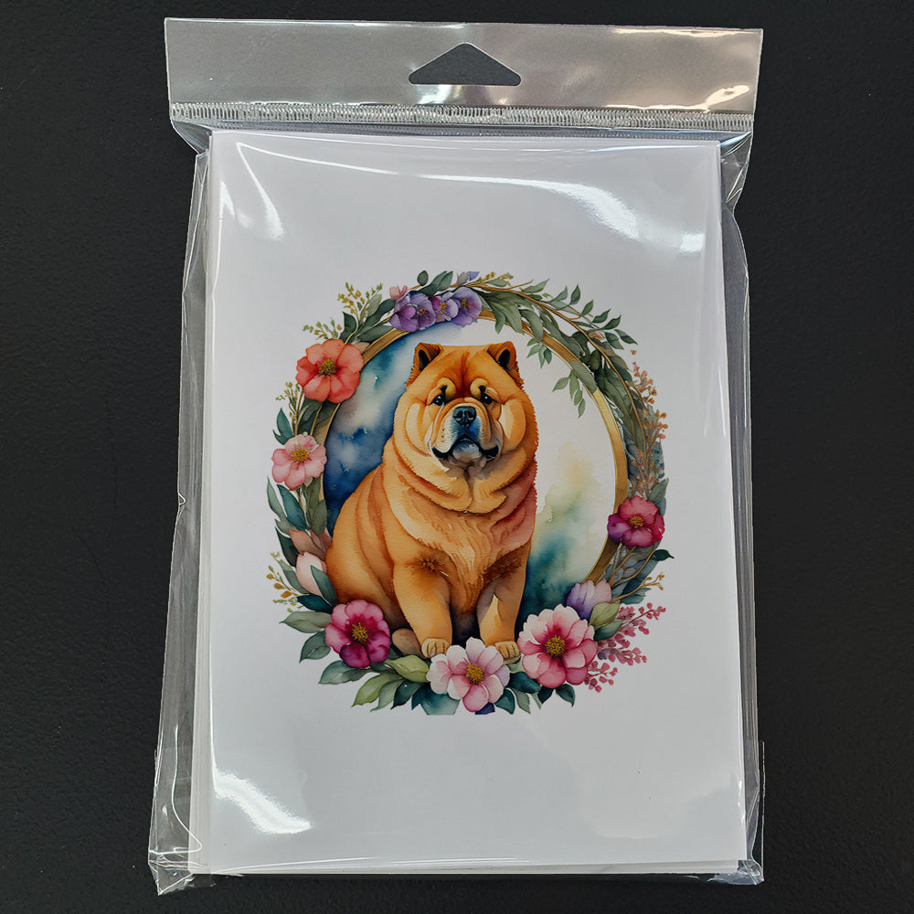 Chow Chow and Flowers Greeting Cards Pack of 8