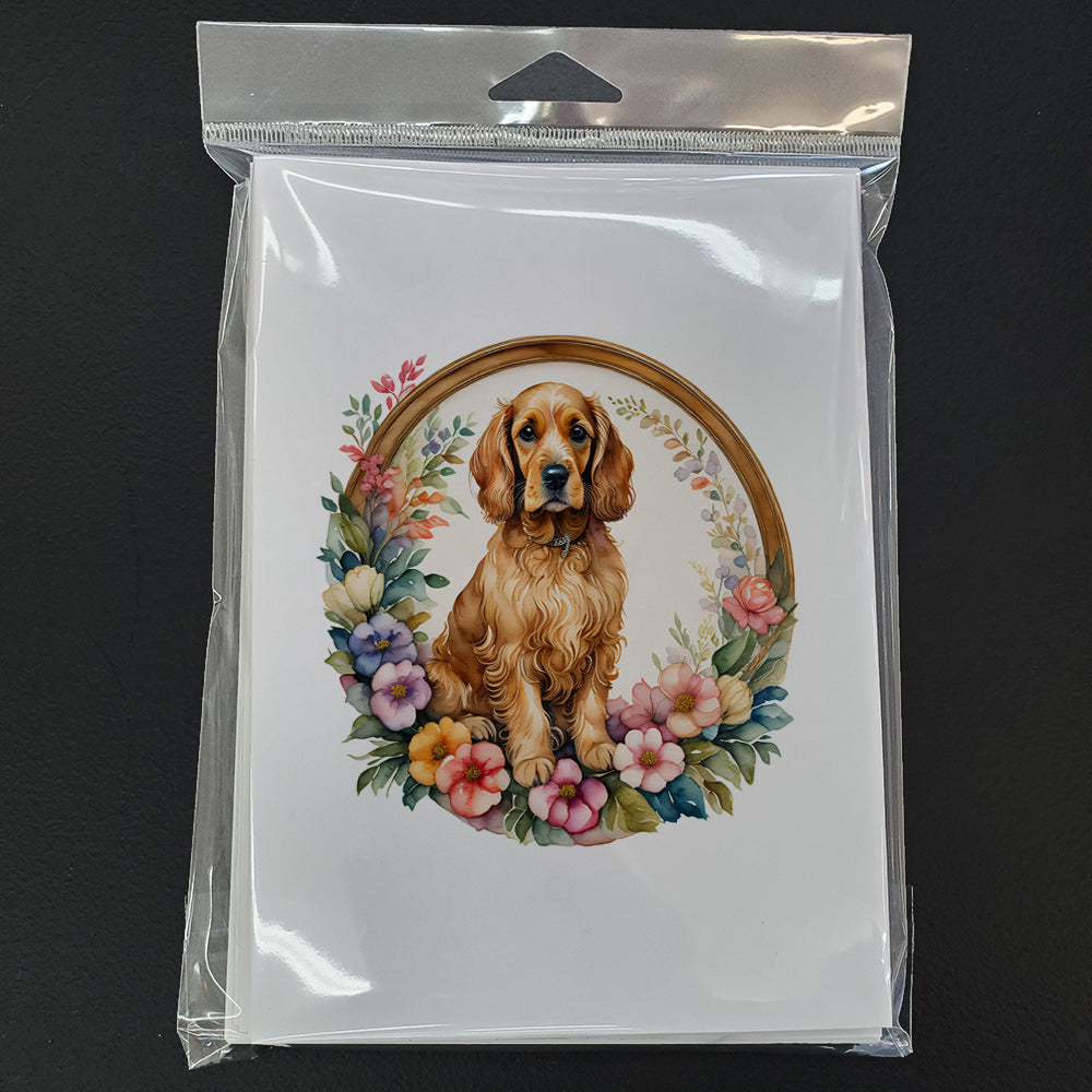 Cocker Spaniel and Flowers Greeting Cards Pack of 8