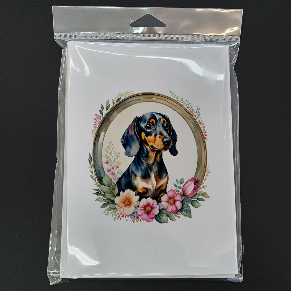 Dachshund and Flowers Greeting Cards Pack of 8