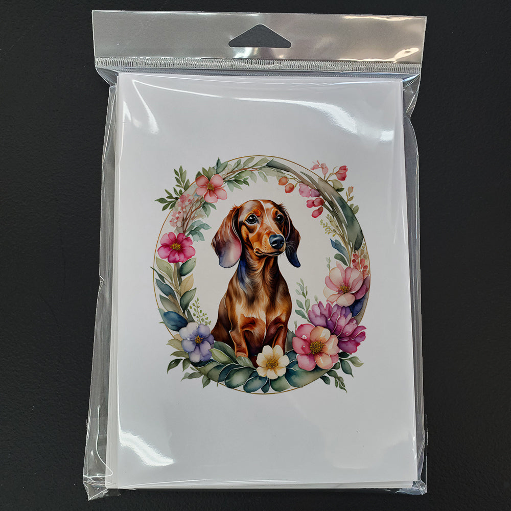 Dachshund and Flowers Greeting Cards Pack of 8