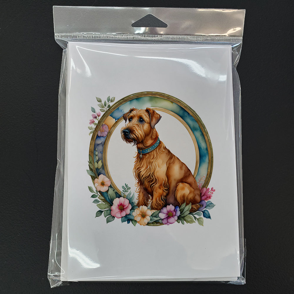 Irish Terrier and Flowers Greeting Cards Pack of 8