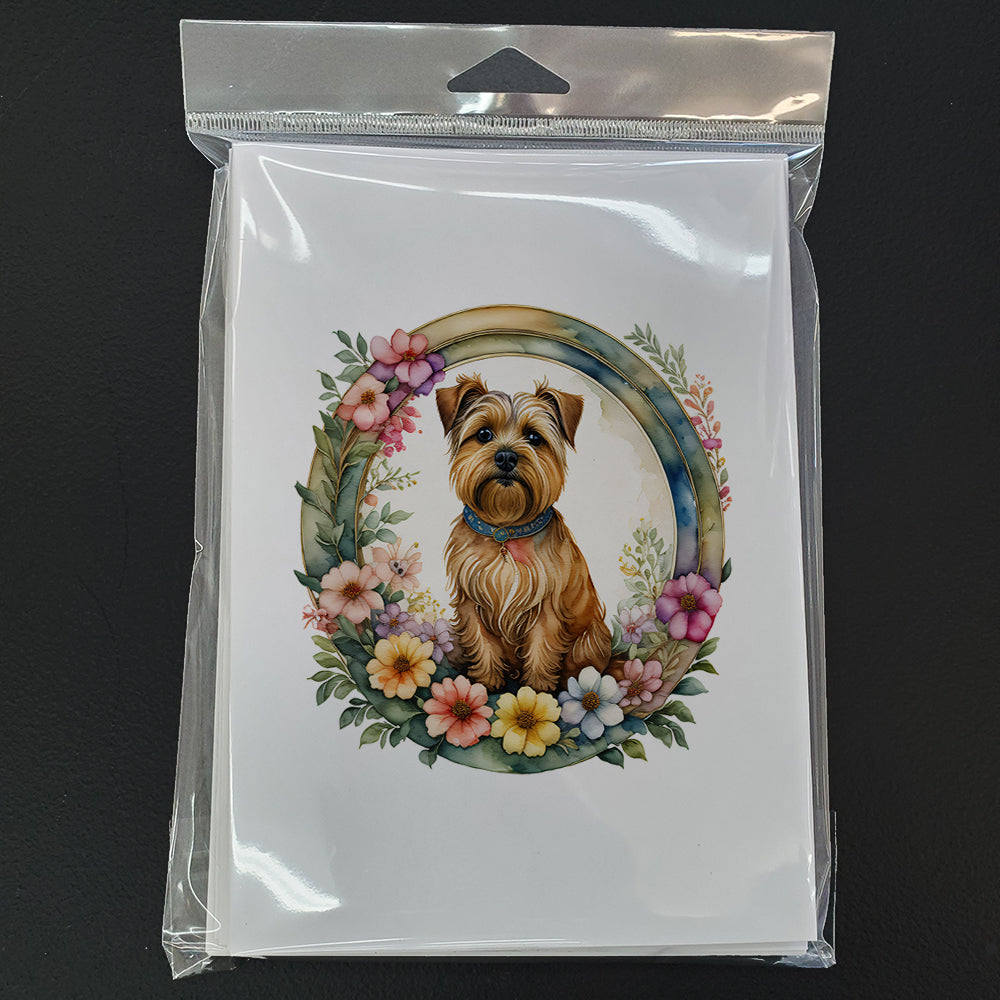 Norfolk Terrier and Flowers Greeting Cards Pack of 8