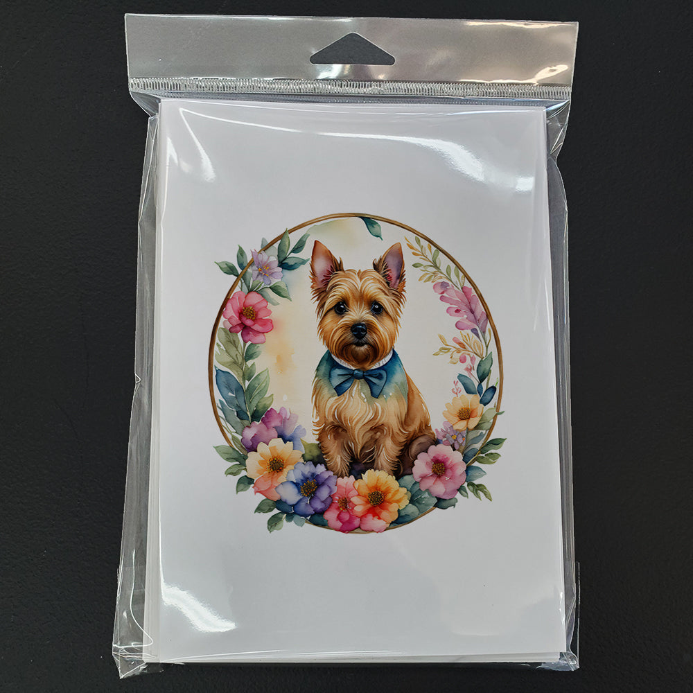 Norwich Terrier and Flowers Greeting Cards Pack of 8