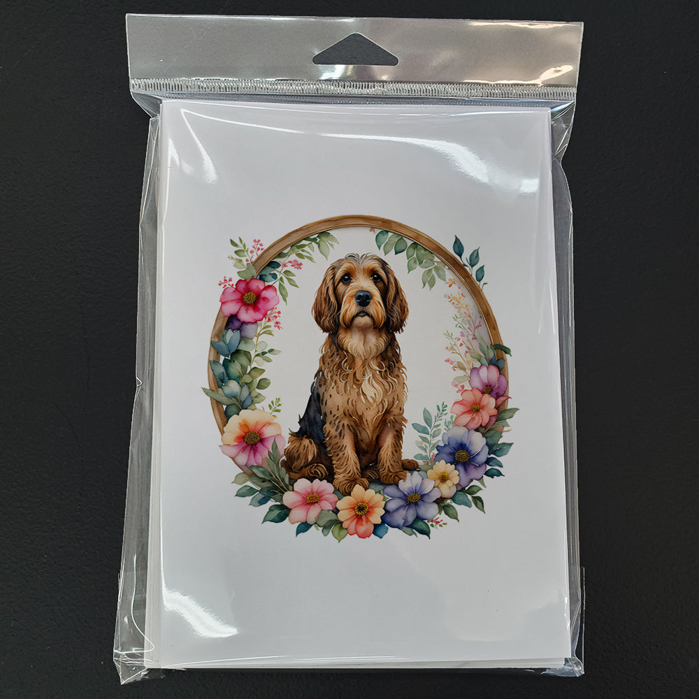 Otterhound and Flowers Greeting Cards Pack of 8