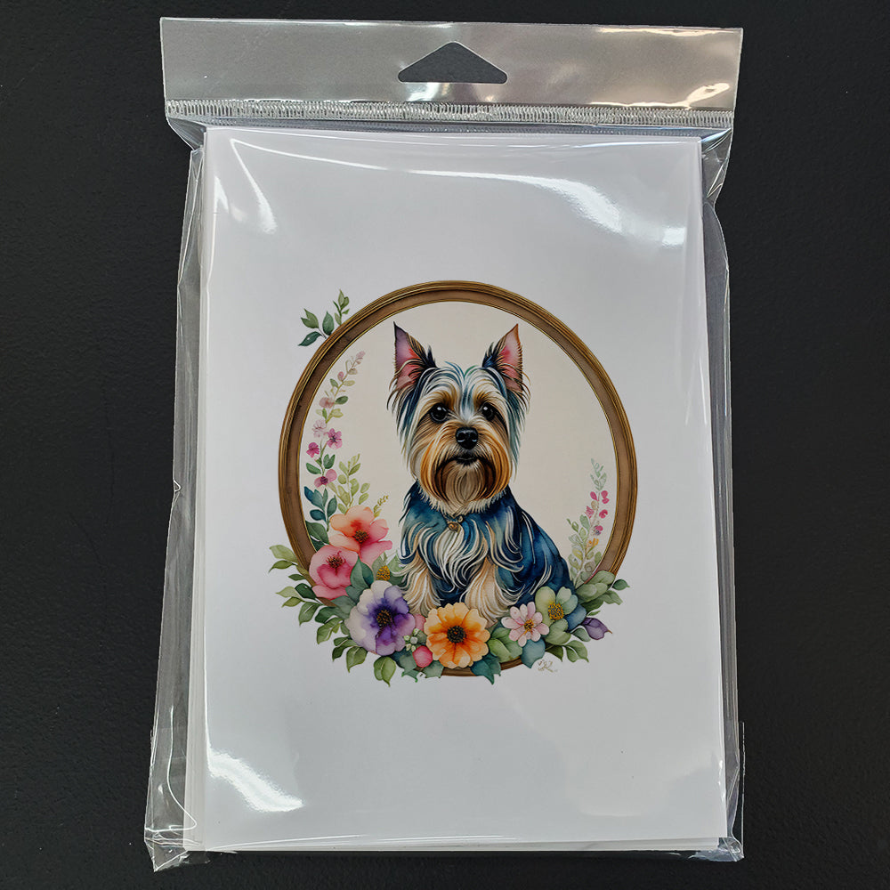 Silky Terrier and Flowers Greeting Cards Pack of 8