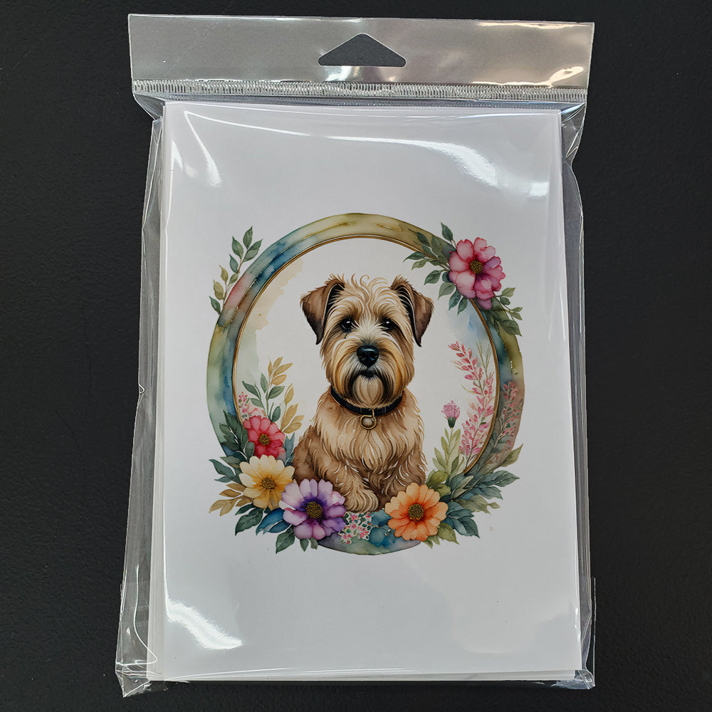 Wheaten Terrier and Flowers Greeting Cards Pack of 8
