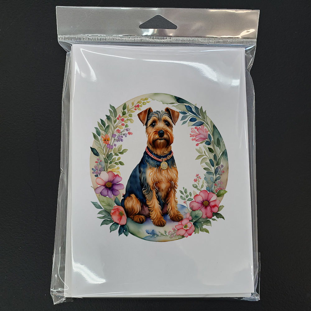 Welsh Terrier and Flowers Greeting Cards Pack of 8