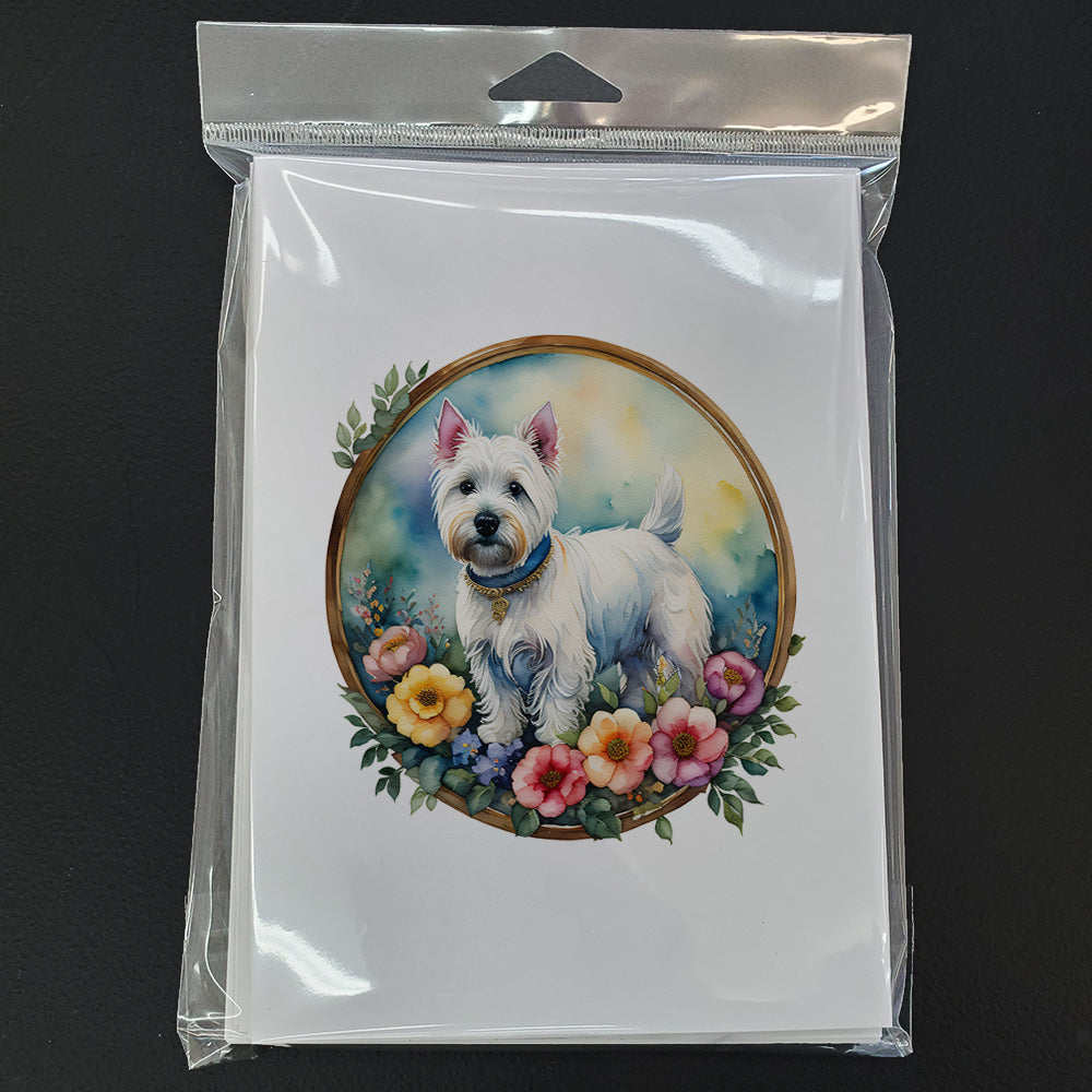 Westie and Flowers Greeting Cards Pack of 8