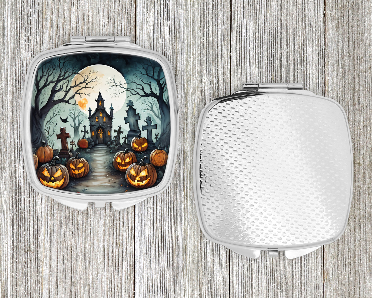 Graveyard Spooky Halloween Compact Mirror