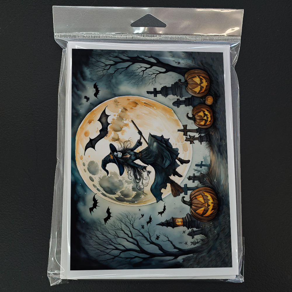Flying Witch Spooky Halloween Greeting Cards Pack of 8