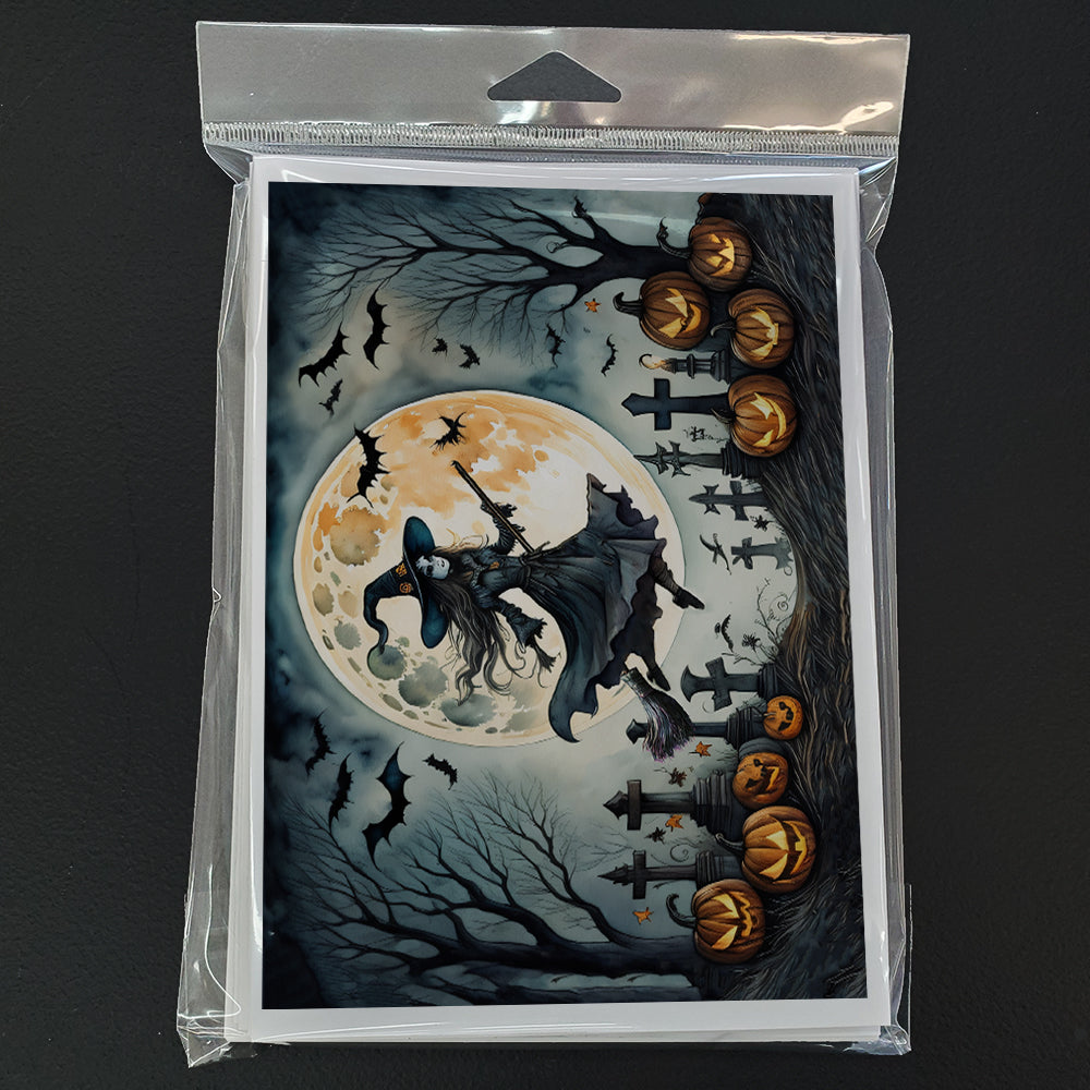 Flying Witch Spooky Halloween Greeting Cards Pack of 8