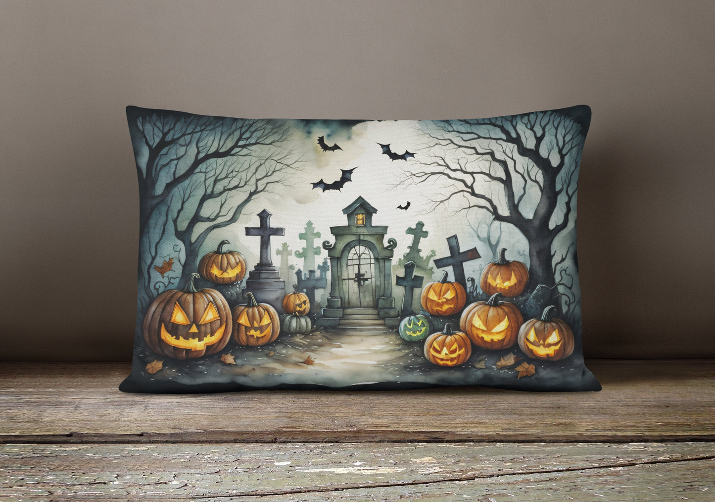 Graveyard Spooky Halloween Throw Pillow