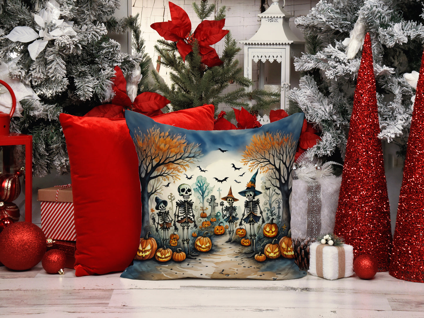Calacas Skeletons Spooky Halloween Throw Pillow