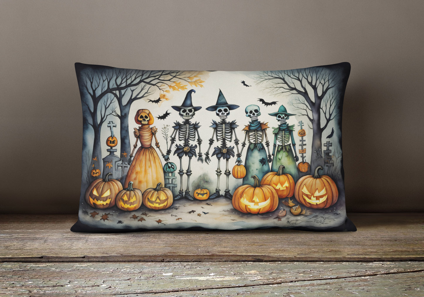 Calacas Skeletons Spooky Halloween Throw Pillow
