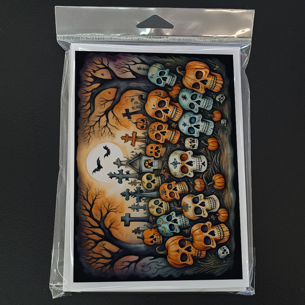 Calaveras Sugar Skulls Spooky Halloween Greeting Cards Pack of 8