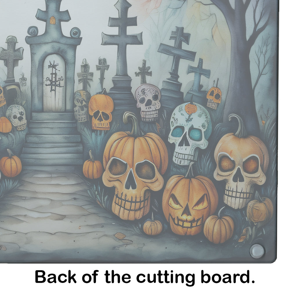 Calaveras Sugar Skulls Spooky Halloween Glass Cutting Board
