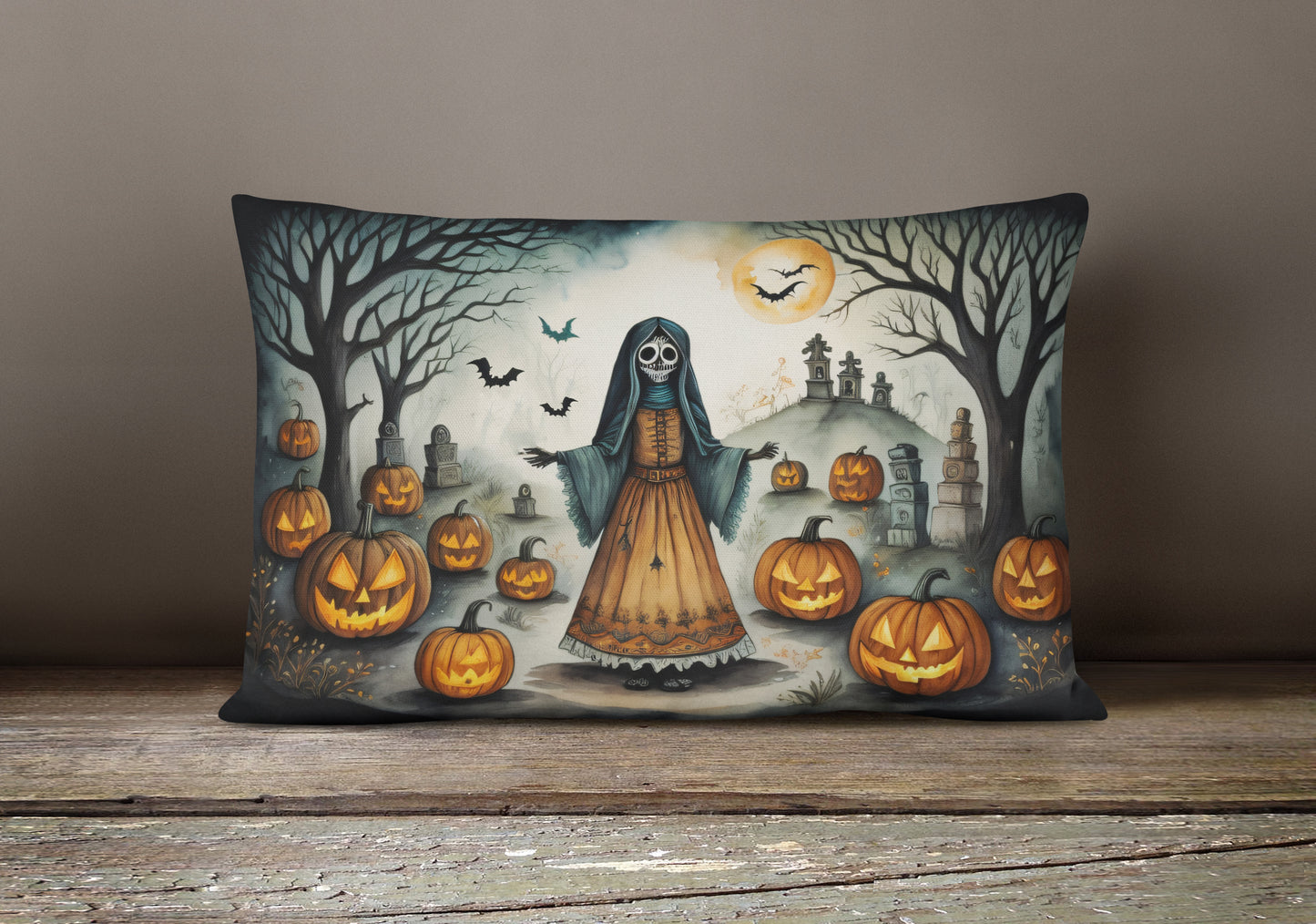 La Llorona Skeleton Spooky Halloween Throw Pillow