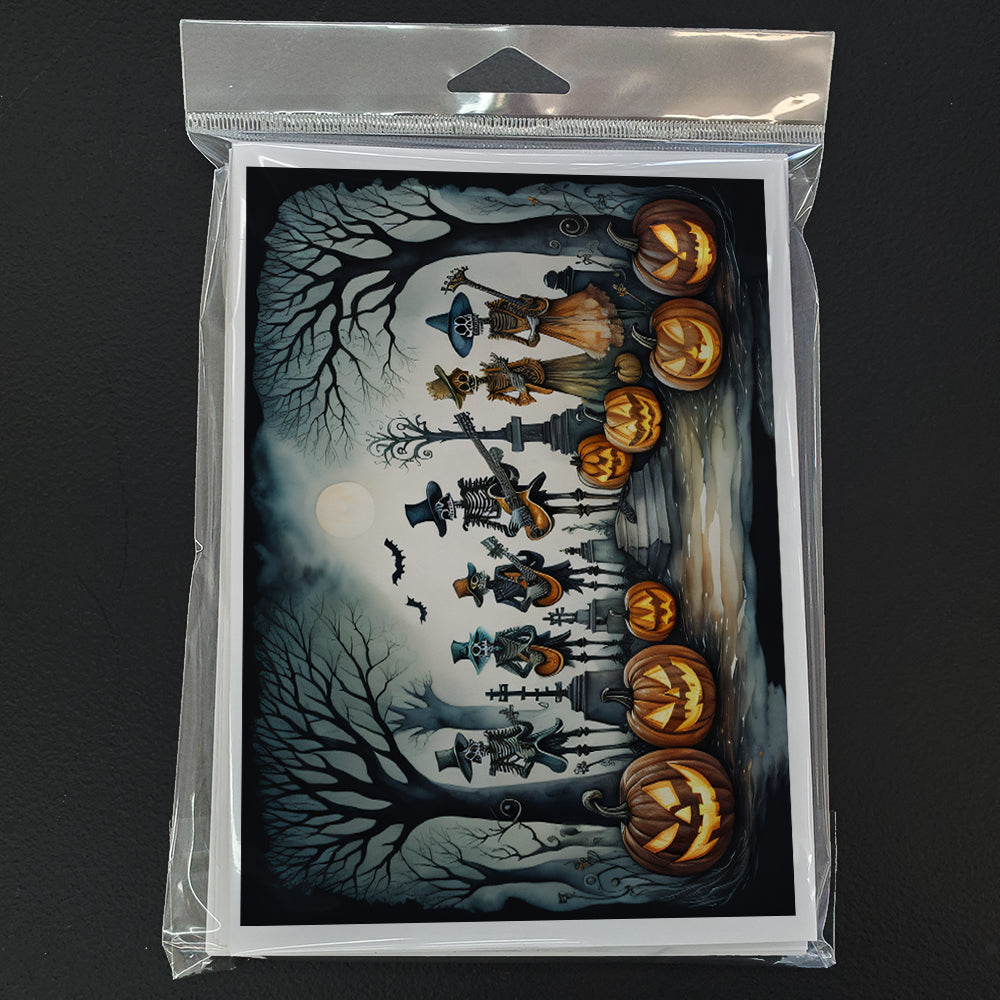 Mariachi Skeleton Band Spooky Halloween Greeting Cards Pack of 8