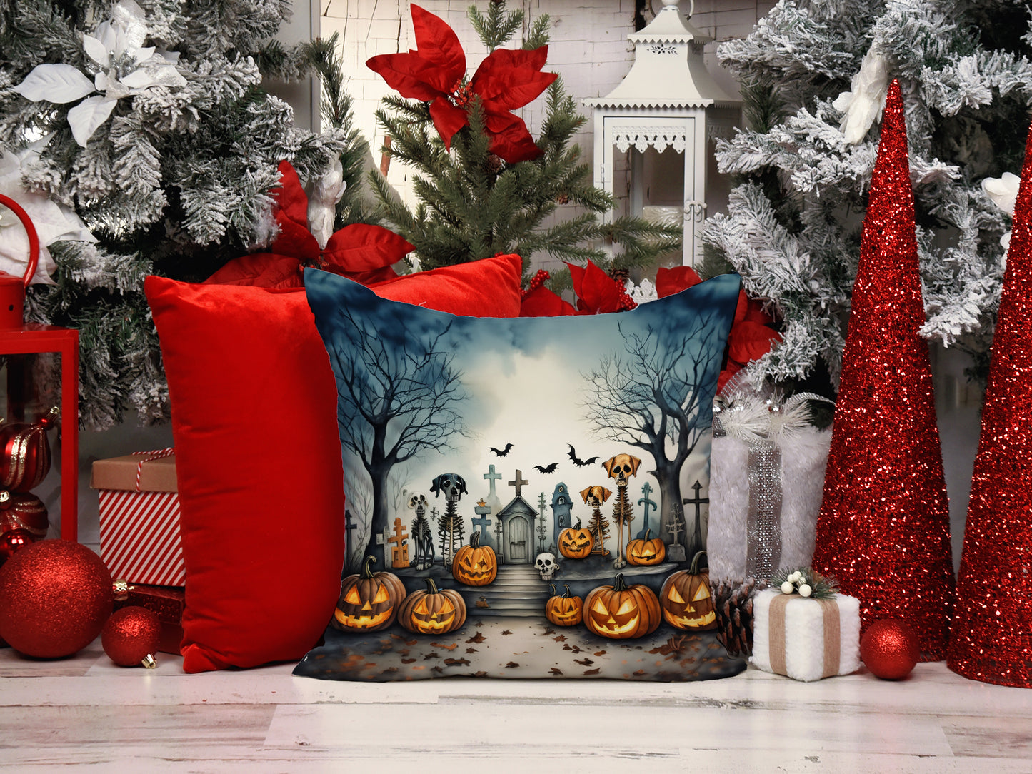 Pet Cemetery Spooky Halloween Throw Pillow