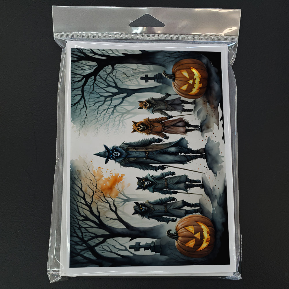 Werewolves Spooky Halloween Greeting Cards Pack of 8