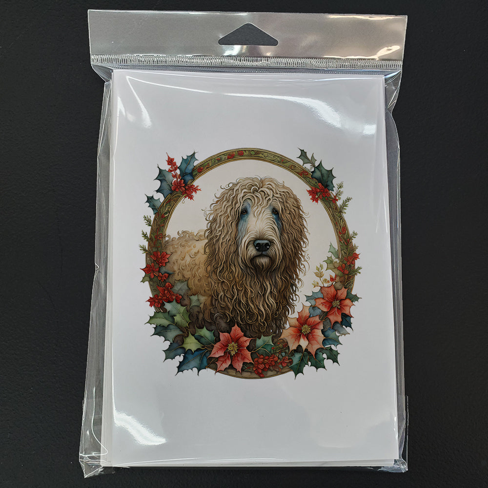 Komondor Christmas Flowers Greeting Cards Pack of 8