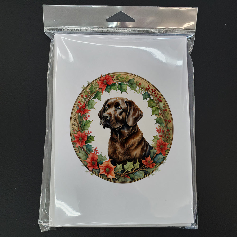 Labrador Retriever Christmas Flowers Greeting Cards Pack of 8