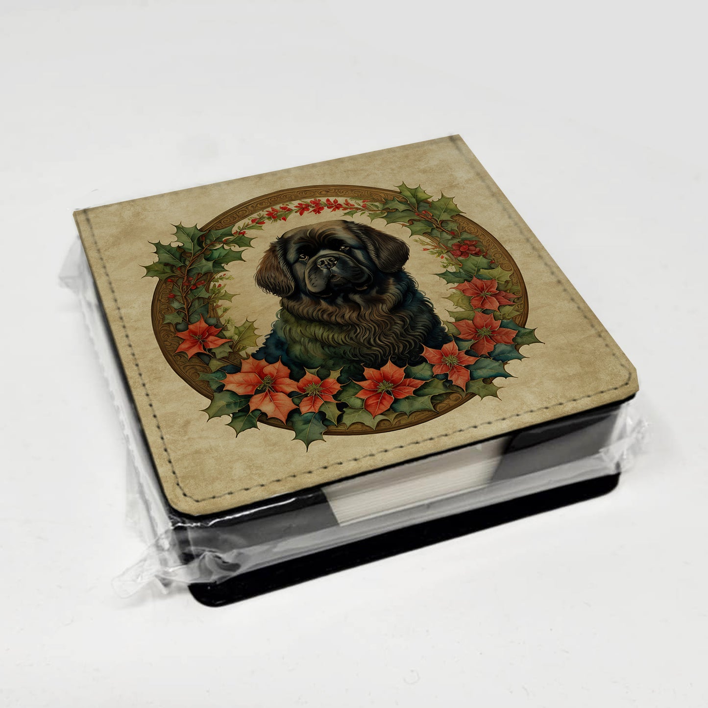 Newfoundland Christmas Flowers PU Leather Note Paper Holder