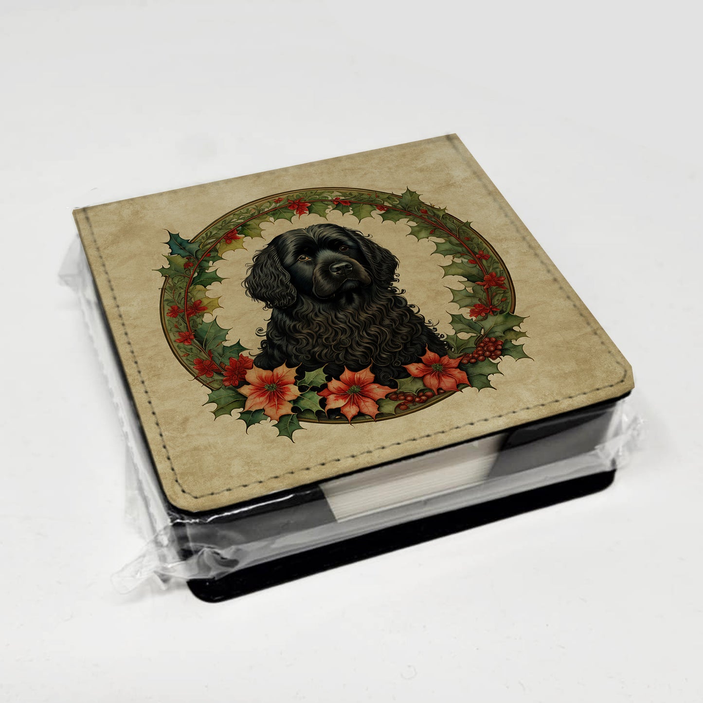 Puli Christmas Flowers PU Leather Note Paper Holder