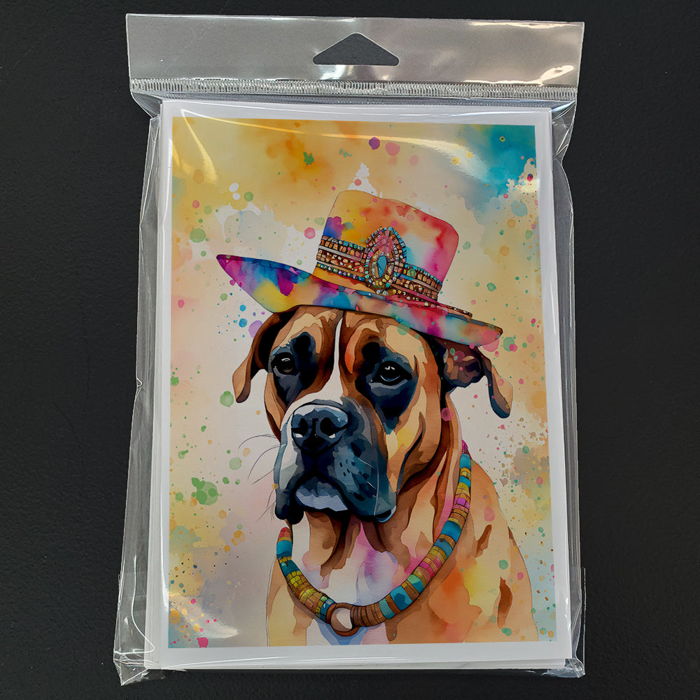 Boxer Hippie Dawg Greeting Cards Pack of 8