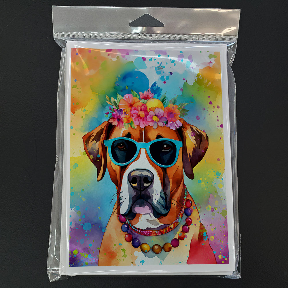 Boxer Hippie Dawg Greeting Cards Pack of 8