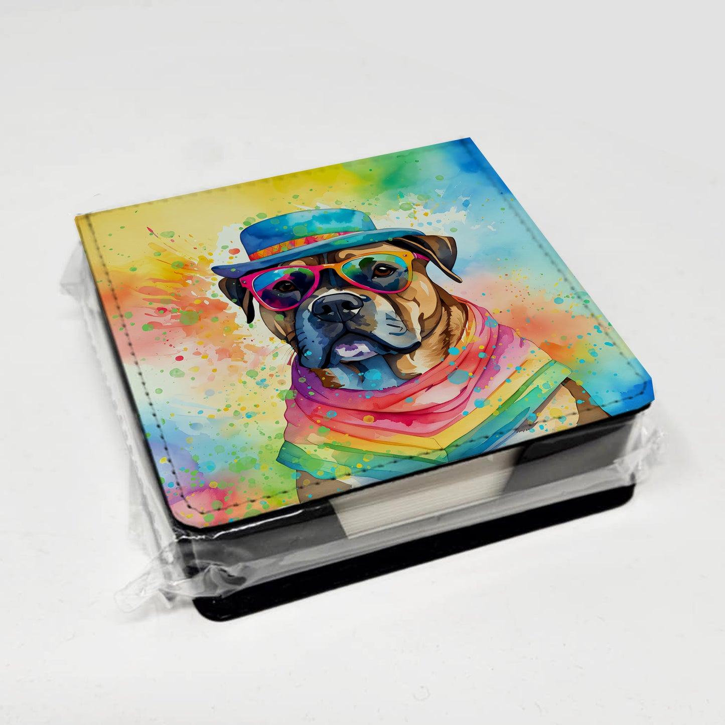 Cane Corso Hippie Dawg PU Leather Note Paper Holder