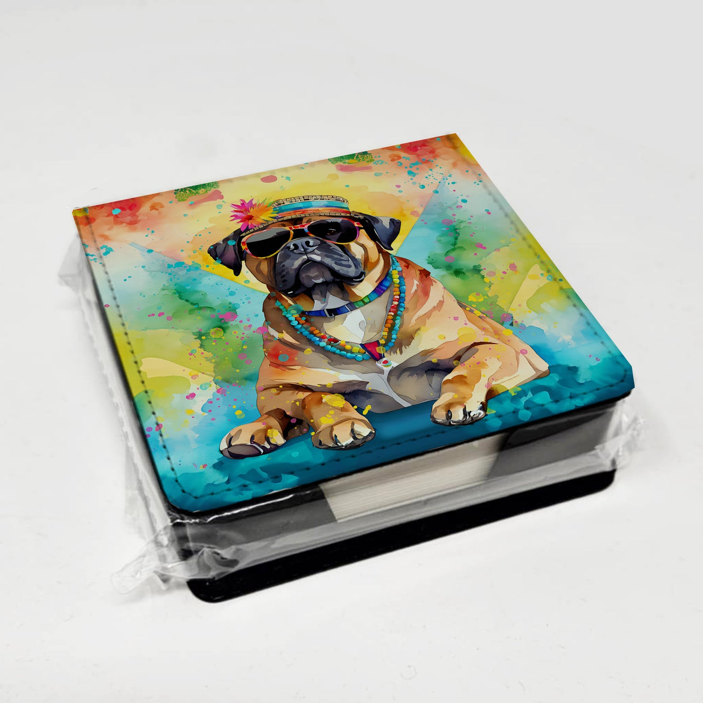 Cane Corso Hippie Dawg PU Leather Note Paper Holder