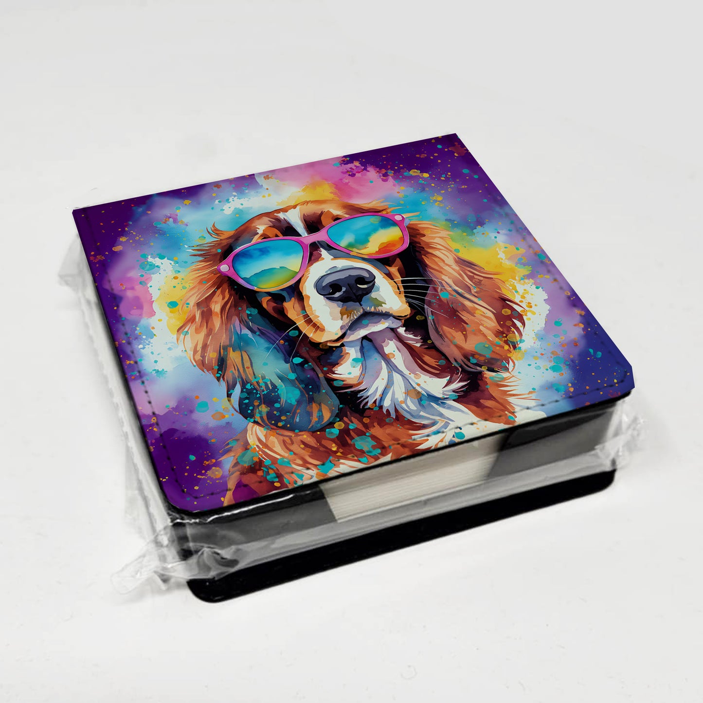 Cavalier Spaniel Hippie Dawg PU Leather Note Paper Holder