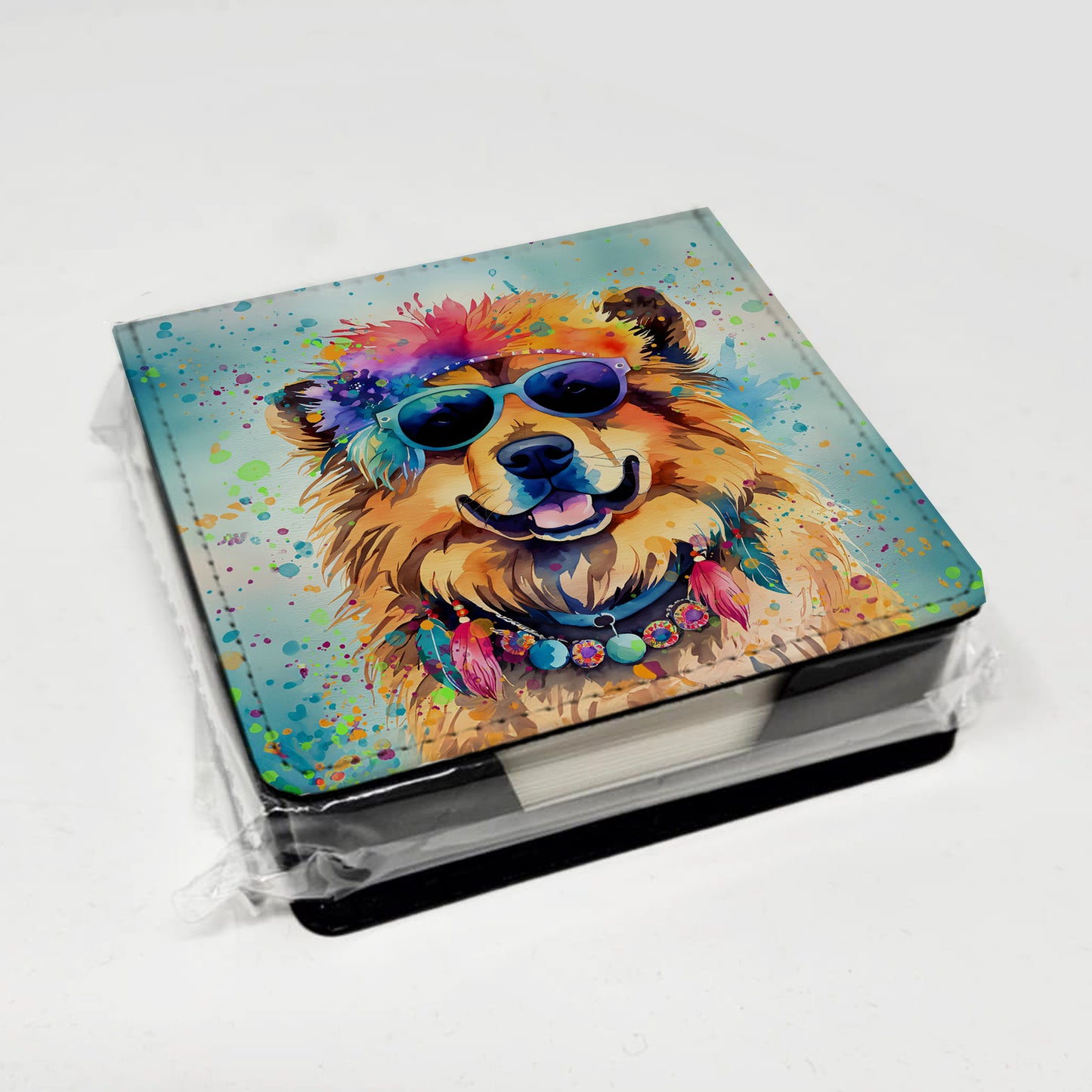 Chow Chow Hippie Dawg PU Leather Note Paper Holder