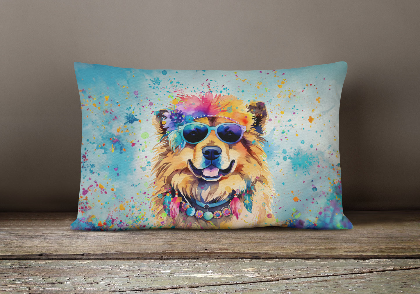Chow Chow Hippie Dawg Throw Pillow