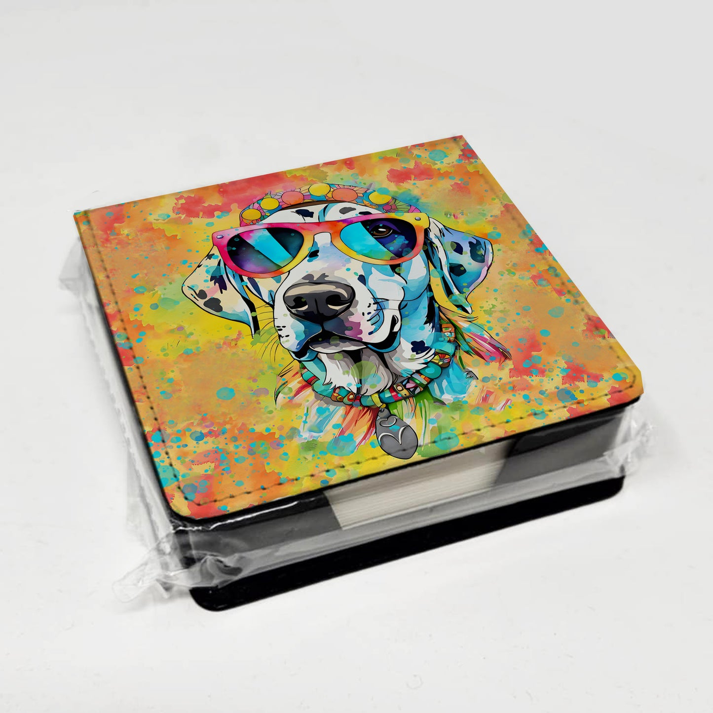 Dalmatian Hippie Dawg PU Leather Note Paper Holder