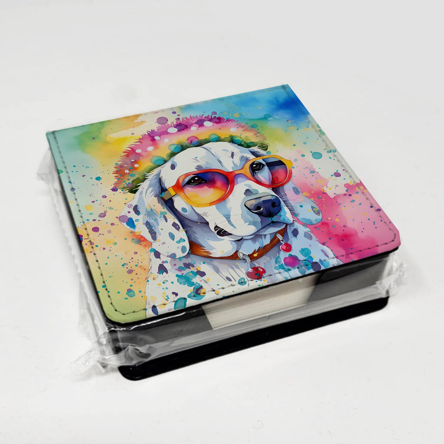 Dalmatian Hippie Dawg PU Leather Note Paper Holder