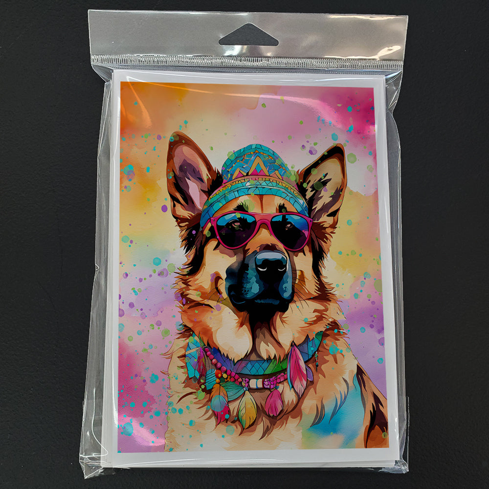 German Shepherd Hippie Dawg Greeting Cards Pack of 8