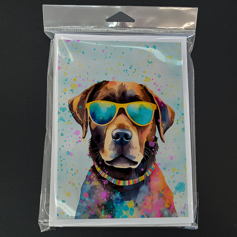 Chocolate Labrador Hippie Dawg Greeting Cards Pack of 8