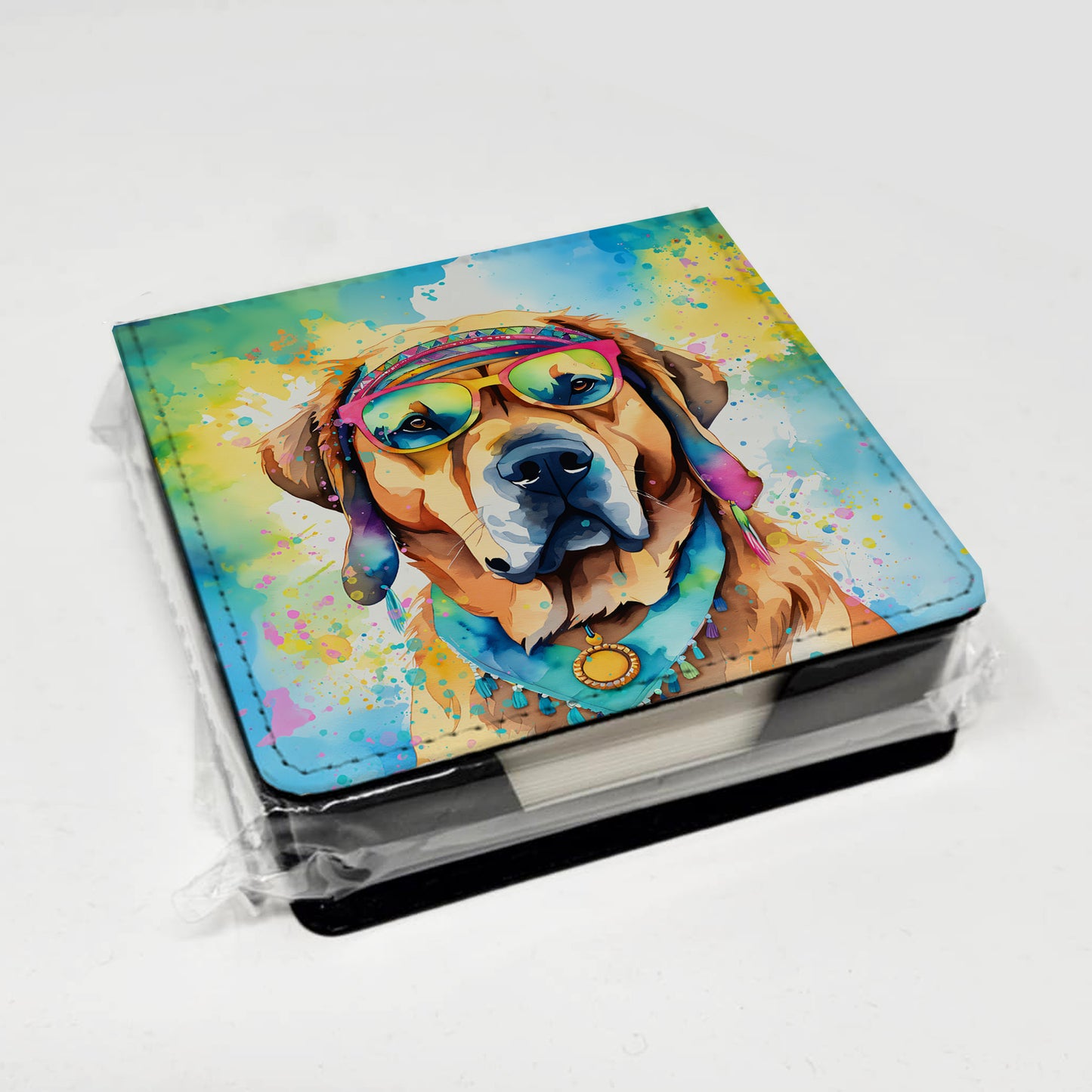 Mastiff Hippie Dawg PU Leather Note Paper Holder