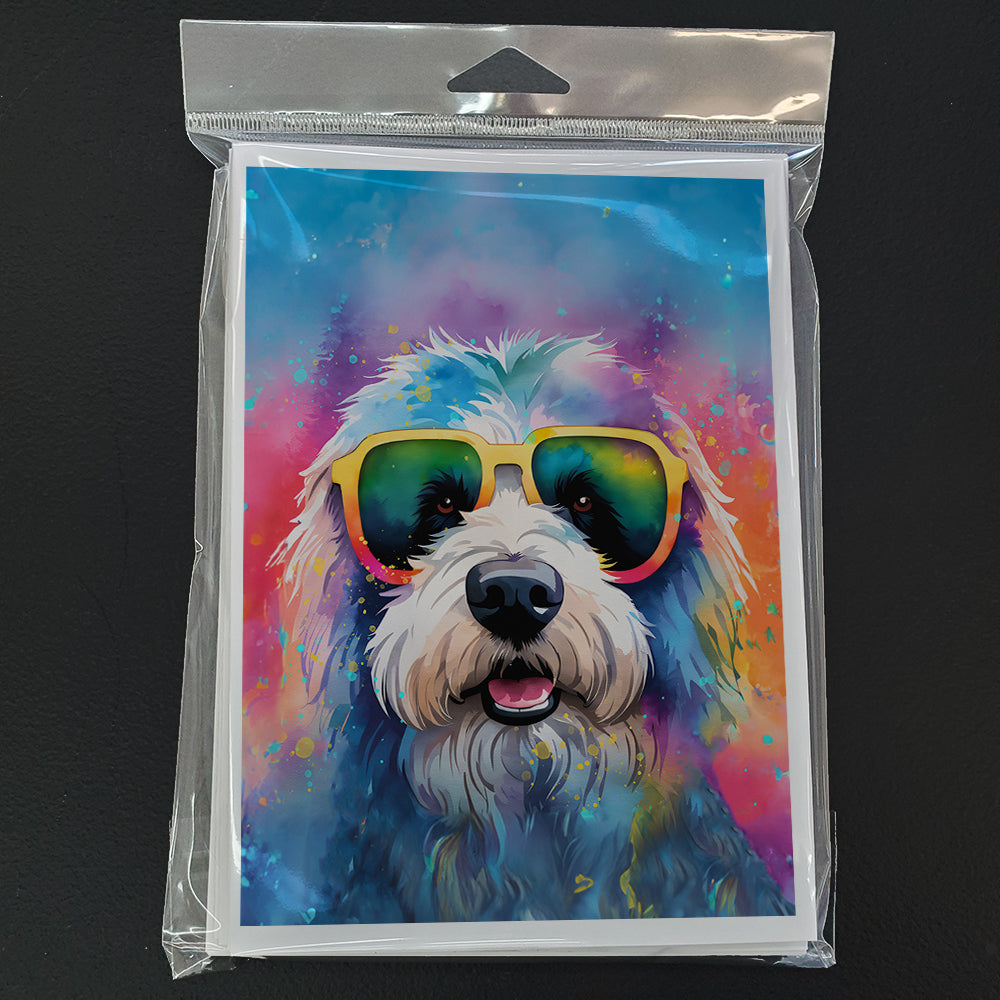 Old English Sheepdog Hippie Dawg Greeting Cards Pack of 8