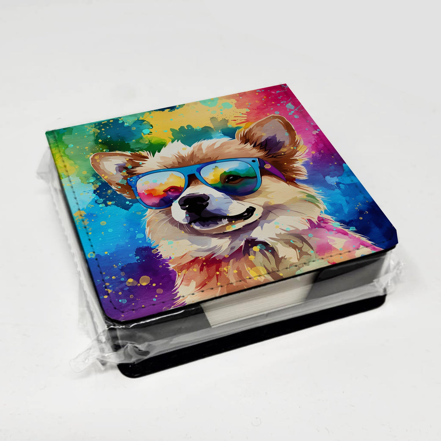 Pomeranian Hippie Dawg PU Leather Note Paper Holder